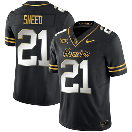 Men's Houston Cougars 2023 Oilers Inspired Gold Jersey - All Stitched