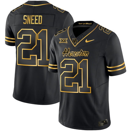 Men's Houston Cougars 2023 Oilers Inspired Gold Jersey - All Stitched