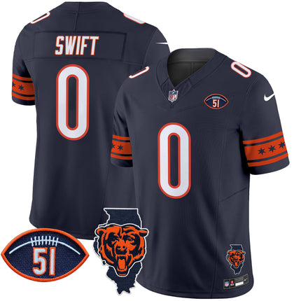 Men's Bears Illinois & Dick Butkus Patch Vapor Limited Jersey - All Stitched