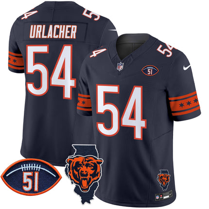 Men's Bears Illinois & Dick Butkus Patch Vapor Limited Jersey - All Stitched