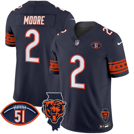 Men's Bears Illinois & Dick Butkus Patch Vapor Limited Jersey - All Stitched