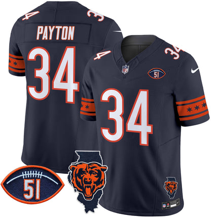 Men's Bears Illinois & Dick Butkus Patch Vapor Limited Jersey - All Stitched