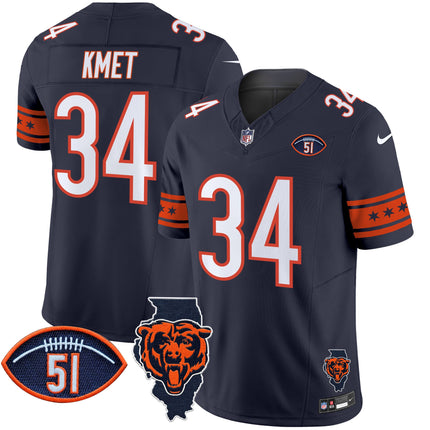 Men's Bears Illinois & Dick Butkus Patch Vapor Limited Jersey - All Stitched