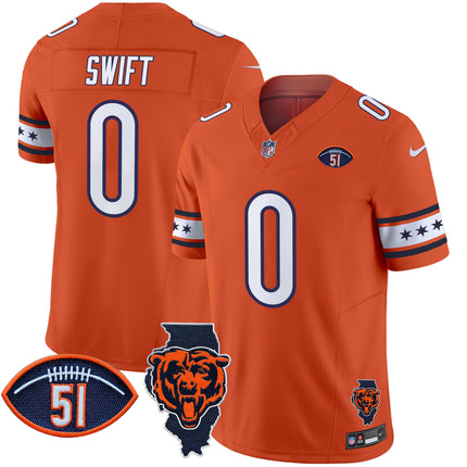 Men's Bears Illinois & Dick Butkus Patch Vapor Limited Jersey - All Stitched