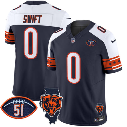 Men's Bears Illinois & Dick Butkus Patch Vapor Limited Jersey - All Stitched