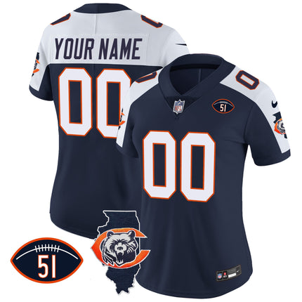 Bears Throwback Illinois Patch Vapor Custom Jersey - All Stitched