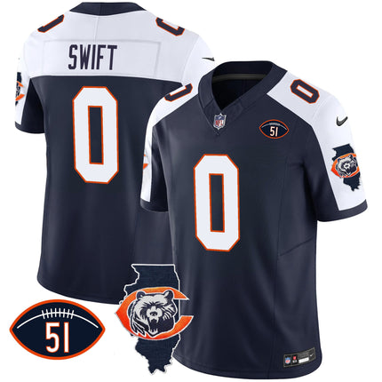 Men's Bears Throwback Illinois Patch Vapor Jersey - All Stitched