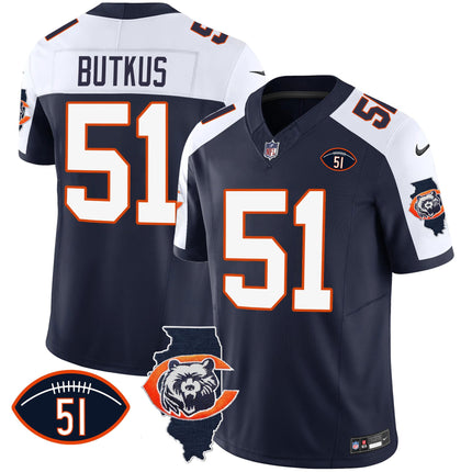 Men's Bears Throwback Illinois Patch Vapor Jersey - All Stitched