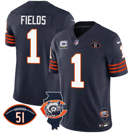 Men's Bears Throwback Illinois Patch Vapor Jersey - All Stitched