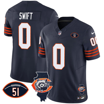 Men's Bears Throwback Illinois Patch Vapor Jersey - All Stitched