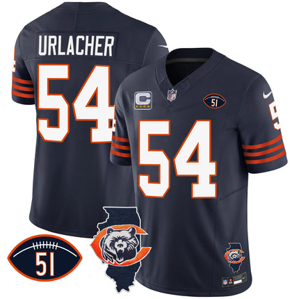 Men's Bears Throwback Illinois Patch Vapor Jersey - All Stitched