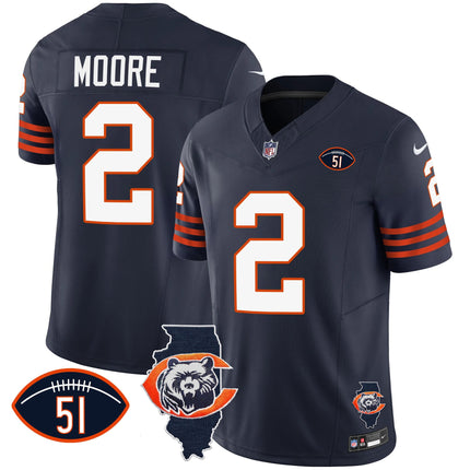 Men's Bears Throwback Illinois Patch Vapor Jersey - All Stitched