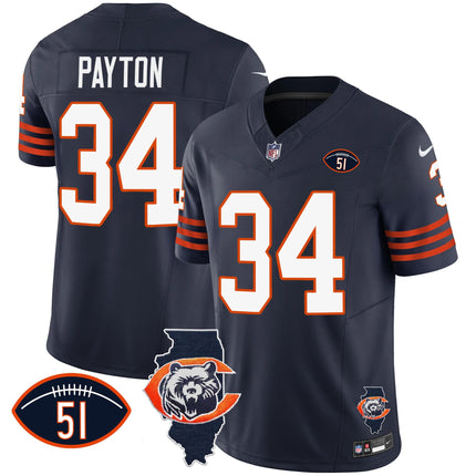 Men's Bears Throwback Illinois Patch Vapor Jersey - All Stitched