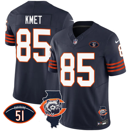 Men's Bears Throwback Illinois Patch Vapor Jersey - All Stitched