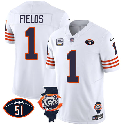 Men's Bears Throwback Illinois Patch Vapor Jersey - All Stitched