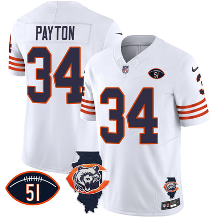 Men's Bears Throwback Illinois Patch Vapor Jersey - All Stitched