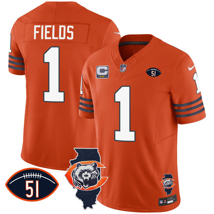 Men's Bears Throwback Illinois Patch Vapor Jersey - All Stitched