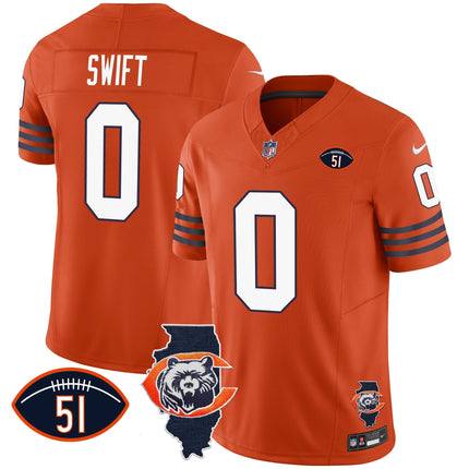 Men's Bears Throwback Illinois Patch Vapor Jersey - All Stitched