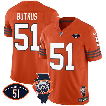 Men's Bears Throwback Illinois Patch Vapor Jersey - All Stitched