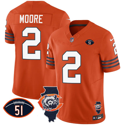 Men's Bears Throwback Illinois Patch Vapor Jersey - All Stitched