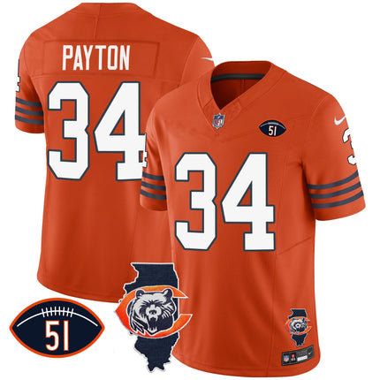Men's Bears Throwback Illinois Patch Vapor Jersey - All Stitched