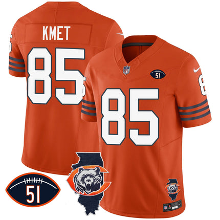 Men's Bears Throwback Illinois Patch Vapor Jersey - All Stitched