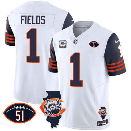 Men's Bears Throwback Illinois Patch Vapor Jersey - All Stitched