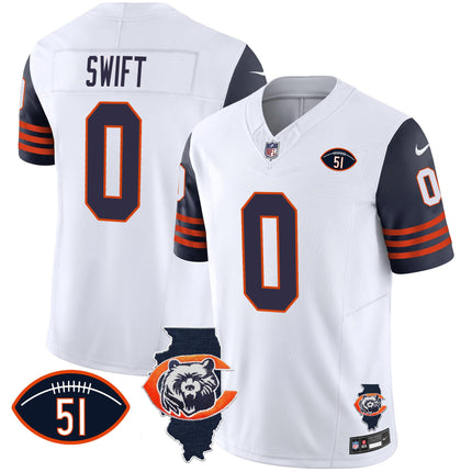 Men's Bears Throwback Illinois Patch Vapor Jersey - All Stitched