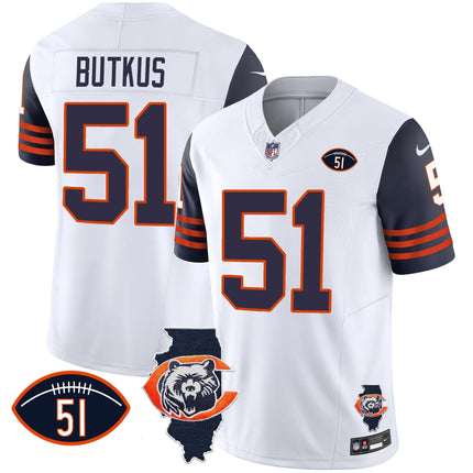 Men's Bears Throwback Illinois Patch Vapor Jersey - All Stitched