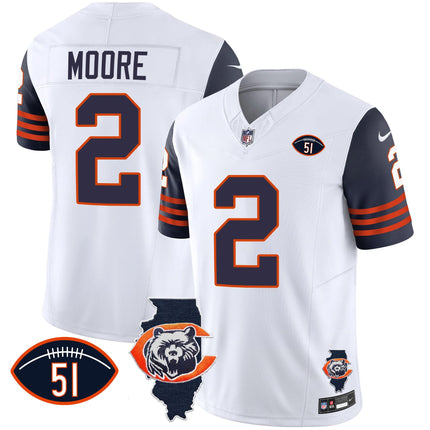 Men's Bears Throwback Illinois Patch Vapor Jersey - All Stitched