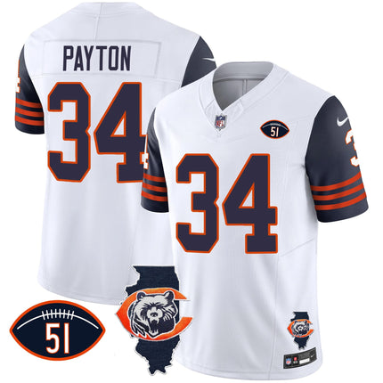 Men's Bears Throwback Illinois Patch Vapor Jersey - All Stitched