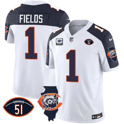 Men's Bears Throwback Illinois Patch Vapor Jersey - All Stitched