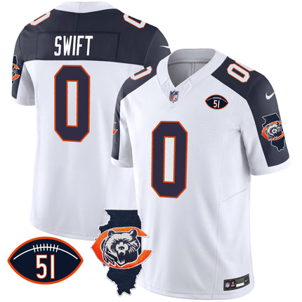 Men's Bears Throwback Illinois Patch Vapor Jersey - All Stitched