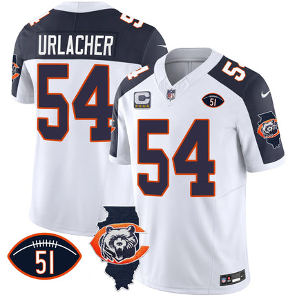 Men's Bears Throwback Illinois Patch Vapor Jersey - All Stitched