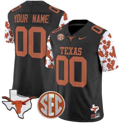 Custom Name/Gender Texas Longhorns Cow Spots Vapor Limited Jersey - All Stitched