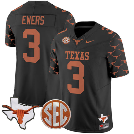 Men's Texas Longhorns State Map & Sec Patch Vapor Limited Jersey V5 - All Stitched
