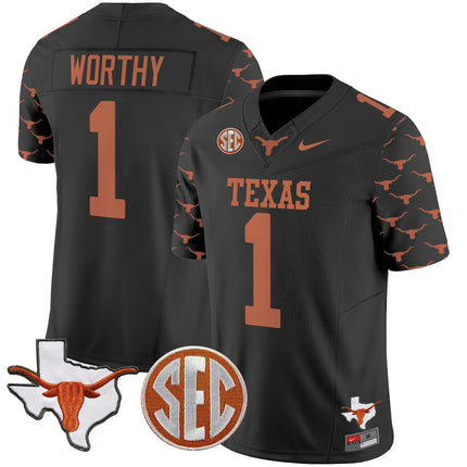 Men's Texas Longhorns State Map & Sec Patch Vapor Limited Jersey V5 - All Stitched