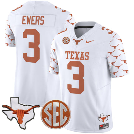 Men's Texas Longhorns State Map & Sec Patch Vapor Limited Jersey V5 - All Stitched