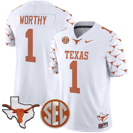 Men's Texas Longhorns State Map & Sec Patch Vapor Limited Jersey V5 - All Stitched
