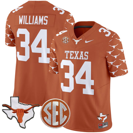 Men's Texas Longhorns State Map & Sec Patch Vapor Limited Jersey V5 - All Stitched