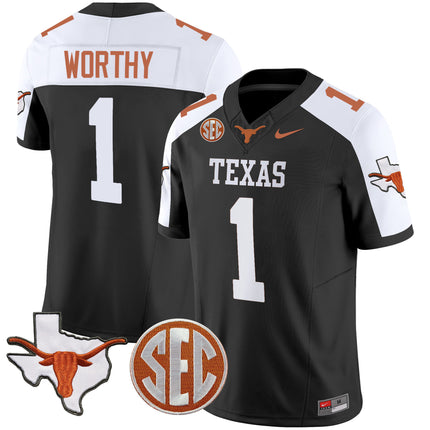 Men's Texas Longhorns State Map & Sec Patch Vapor Limited Jersey V5 - All Stitched