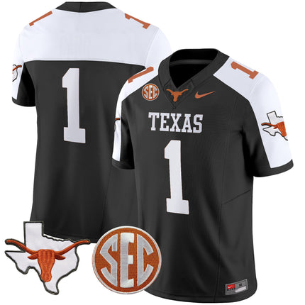 Men's Texas Longhorns State Map & Sec Patch Vapor Limited Jersey V5 - All Stitched