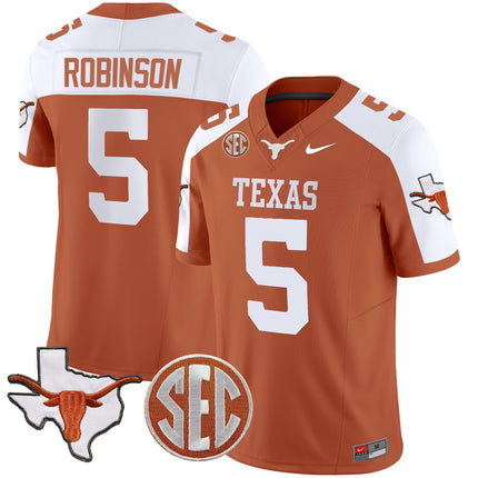 Men's Texas Longhorns State Map & Sec Patch Vapor Limited Jersey V5 - All Stitched