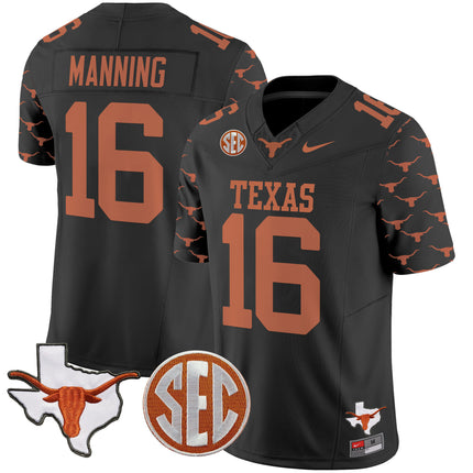 Men's Texas Longhorns State Map & Sec Patch Vapor Limited Jersey V5 - All Stitched