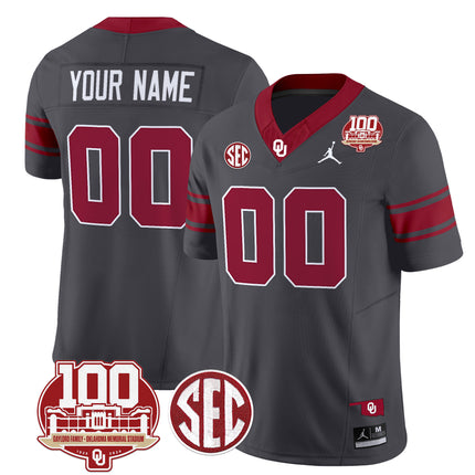 Custom Name/Gender Oklahoma Sooners 100th Anniversary Patch Vapor Limited Jersey - All Stitched