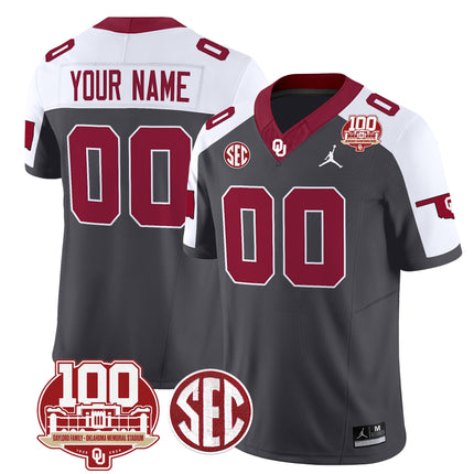 Custom Name/Gender Oklahoma Sooners 100th Anniversary Patch Vapor Limited Jersey - All Stitched