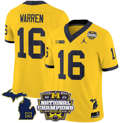 Men's Michigan Wolverines 2023 National Champions Patch Vapor Jersey V6 - All Stitched