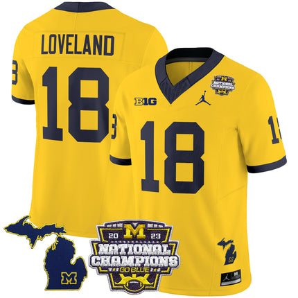 Men's Michigan Wolverines 2023 National Champions Patch Vapor Jersey V6 - All Stitched