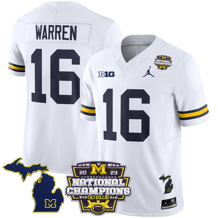 Men's Michigan Wolverines 2023 National Champions Patch Vapor Jersey V6 - All Stitched