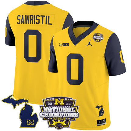 Men's Michigan Wolverines 2023 National Champions Patch Vapor Jersey V6 - All Stitched
